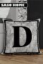 Gray Letter Cushion Pillow Case - Letter D - Gray Background Decorative Gift Cushion Pillow Case - 2