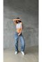 Blue Baggy Buckle Detail Palazo Jeans - 2