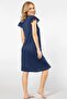 3284 Women's Short Sleeve Lace Nightgown-Navy Blue - 4