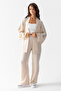 Wide Leg Linen Textured Bottom Top Kimono Set - 6