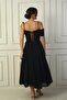 Women's Rope Strap Back Lace-Up Low Single Sleeve Feather Brooch Lined Puppy Fabric Dress - 4