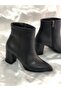 Juno Black Leather Heel Zippered Winter Boots - 3