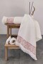 2-Piece Hand/Face Towels with Embossed Border & Tassels - High Water Absorbent - 50X85 cm - Coral