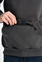 Men's Smoked Unisex Oversize Cotton Inner Fleece Standing Collar Kangaroo 3-Pocket Sweatshirt - 3