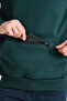 Men's Green Unisex Oversize Cotton Inner Fleece Standing Collar Kangaroo 3 Pocket Sweatshirt - 3