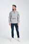 Men's Gray Unisex Oversize Cotton Inner Fleece Standing Collar Kangaroo 3 Pocket Sweatshirt - 7