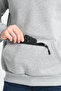 Men's Gray Unisex Oversize Cotton Inner Fleece Standing Collar Kangaroo 3 Pocket Sweatshirt - 4