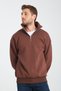 Brown Unisex Oversize Cotton with Fleece Wool with Standing Collar Half Zipper Sweat - 5