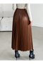 Women's Pleated Long Skirt Size Wide Skirt Comfortable Fit Elastic Waist Skirt - 7
