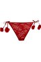 450 Women's Lace Panties with Pompoms on the Sides - Red - 2