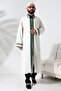 Green Pattern Embroidered Cream Prevailing Collar with Snap Fasteners and Pockets İmam Cube - 5