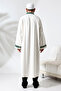 Green Pattern Embroidered Cream Prevailing Collar with Snap Fasteners and Pockets İmam Cube - 8