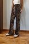 Women's Black Camel Leopard Patterned Velcro Palazzo Trousers with Pocket Detail 3826 60361007 - 3
