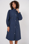 5939 Lined Long Trench Coat - Navy Blue - 2