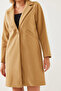 Women's Camel Single Pocket Cashmere Coat 9085 60351131 - 4