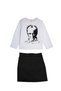 Girl's White Long Sleeve Ataturk T-Shirt Black Linen Skirt Combination 10 November 23 April 29 October - 3