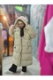 Women's Beige Extra Long Oversize Puffer Jacket - 2