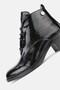Women's Black Patent Genuine Leather Size 36-41 Short-Heeled Lace-Up Boots & Booties - 6