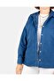 Dark Blue Denim Shirt with Button Detail - 4