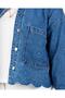 Embroidery Detailed Buttoned Denim Jacket Stone Wash - 5