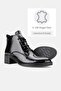 Women's Black Patent Genuine Leather Size 36-41 Short-Heeled Lace-Up Boots & Booties - 3
