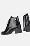 Women's Black Patent Genuine Leather Size 36-41 Short-Heeled Lace-Up Boots & Booties - 4