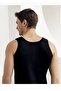 Tutku-Men's Black Wide Strap Combed Cotton Undershirt m New Season (11 Pieces Economic Package) - 2