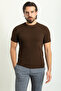 Plain Slim Fit Crew Neck Men's Knitwear T-Shirt Brown - 11442.23Y