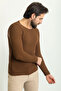 Lase Slim Fit Crew Neck Long Sleeve Men's Knitwear Hazelnut - 11155.18Y - 3