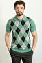 Patterned Slim Fit Polo Neck Men's Knitwear T-Shirt Green - 11445.23Y