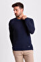 Knitted Patterned Slim Fit Wide Collar Long Sleeve Lase Men's Knitwear Sweater Navy Blue - 11155.18Y - 4
