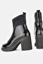 Women's Black Patent Leather Genuine Natural Leather 36-41 Number Thick Heel Boots & Booties - 4