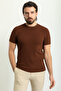 Plain Slim Fit Crew Neck Men's Knitwear T-Shirt Hazelnut - 11442.23Y - 4