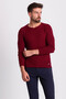 Lase Slim Fit Crew Neck Long Sleeve Men's Knitwear Claret Red - 11155.18Y - 4