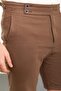 Plain Super Slim Fit Belted Linen Men's Shorts Brown - 18106.24Y - 2