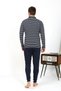 Moda Çizgi Men's Polo Collar Long Sleeve Combed Cotton Pajama Set Navy Blue 6864 - 6