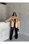 Women's Oversize Faux Leather Leather Jacket with Fur Inside - 4