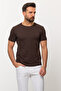 تي شيرت رجالي من Duz Slim Fit ذو رقبة دائرية أساسي باللون البني - 36690.22Y - 3