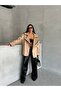 Women's Oversize Faux Leather Leather Jacket with Fur Inside - 3
