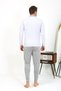 Moda Çizgi Men's Polo Collar Long Sleeve Combed Cotton Pajama Set Gray 6864 - 4