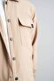 Men's Shirt Beige Parachute Fabric Relaxed Fit Seasonal Snap Closure Flap Side Pocket Coat - 3