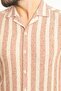 Striped Slim Fit Peacock Collar Short Sleeve Men's Shirt Brick-Beige - 37773.23Y - 2