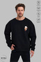 Unisex Long Sleeve Bubu Dudu Scooter Printed Crew Neck Hoodless Ribbed Oversize Sweatshirt - 5