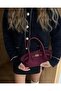 Mini nubuck bag with belt detail in burgundy - 4