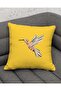 Orange Yellow Hibiscus and Bird Patterned Digital Print Decorative 4-Piece Pillow Throw Pillow Cover Set - 2
