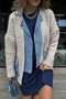 Women's Denim Garnished Large Pocket Oversize Cardigan T94121