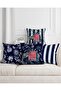 Blue Color Ethnic Indian Elephant Patterned Digital Printed 4-Piece Seat Pillow Throw Pillow Cover Set