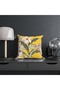 Orange Yellow Hibiscus and Bird Patterned Digital Print Decorative 4-Piece Pillow Throw Pillow Cover Set - 4