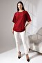 Chuy Women's Soft Textured Batwing Sleeve Hem Lace-Up Diagonal Jacquard Blouse & Combed Cotton Blouse - Burgundy - 4