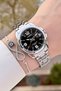 Women's Wristwatch with Black Cord and Metallic Color - 2